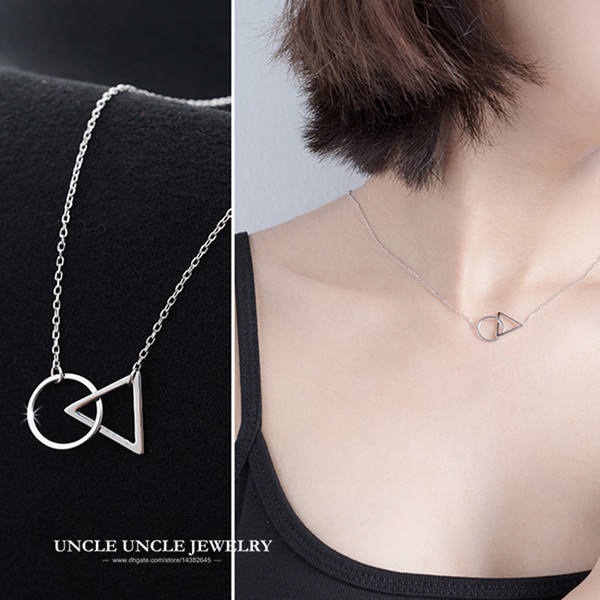 Perfect Match! 925 Sterling Silver Geometric Element Simple Style Woman Pendant Necklace Wholesale