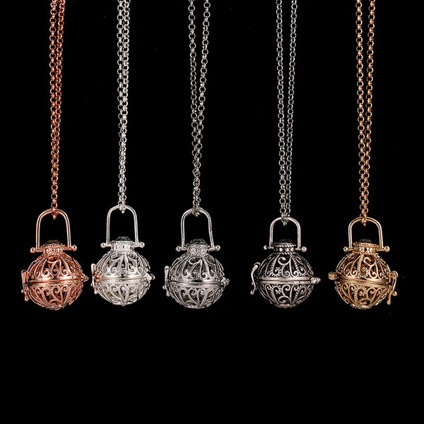 Aromatherapy Diffuser Pendants with 32 Inches Chain Women Necklaces Essential Oil Diffuser Necklaces Fashion Jewelry 5 Colors