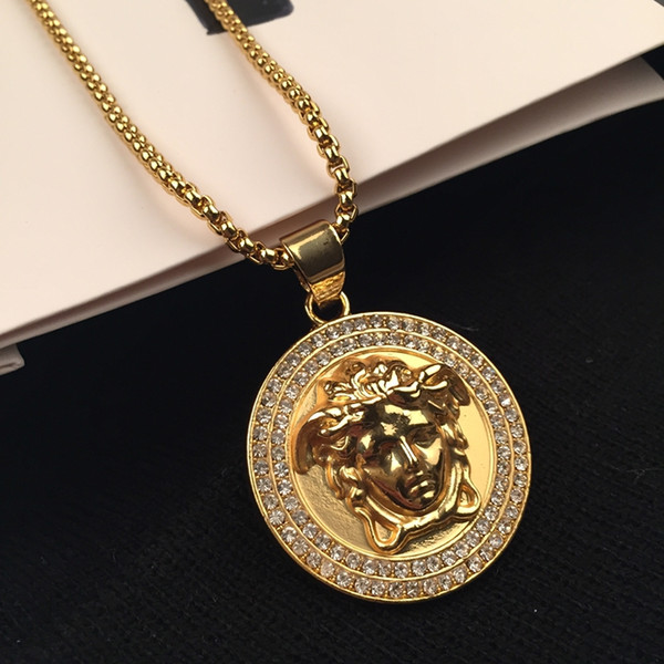 Top Quality Medusa Pendant Necklaces For Men 2017 Hot Hiphop Jewelry Gold Plated Luxury Accessories Free Shipping