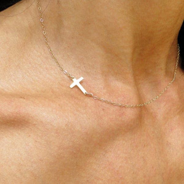 New Gold silver Cross Necklaces Clavicle necklace Hot Sale Jewelry for Women