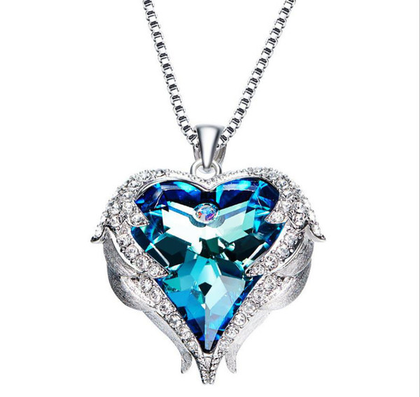 Europe and the United States new exquisite marine heart-shaped multicolor crystal necklace fashion gift accessories female