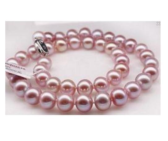 Wholesale Classic AAA 9-10mm Natural South Sea Purple Pearl Necklace 19 Inch S925 Silver