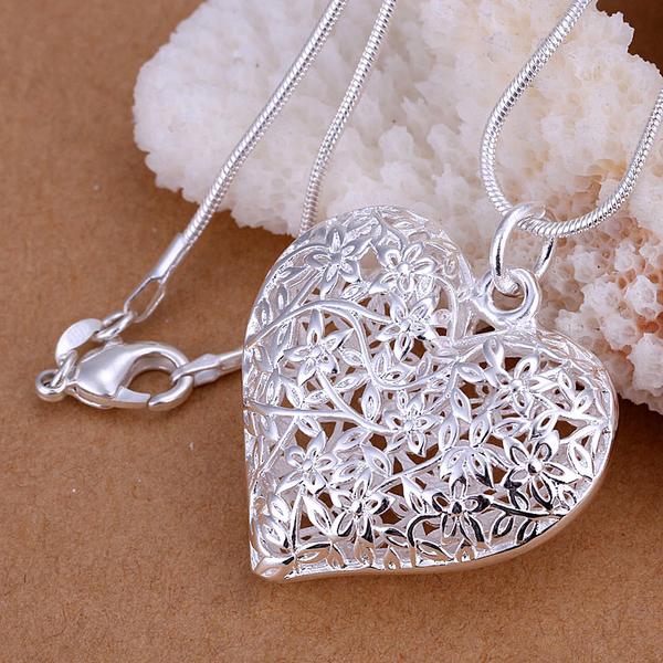 Big Hollow Heart Photo pendants necklace with 20'' chains 925 sterling silver p218 For Holidays Gift