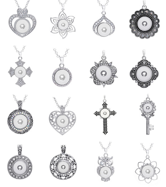 new 10 pieces assorted women's Silver ginger 18mm Snap Buttons chunk charms pendant necklaces wholesale lots