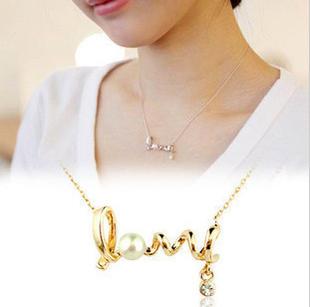 Necklace Zircon Pearl Heart Necklace Fashion Jewelry LOVE Necklace Silver Gold Color For Mother Gifts Wedding Jewelry gj1