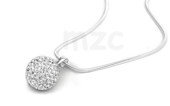 Lowest Price! white ball Crystal Necklace Silver plated Jewelry Rhinestone Disco Crystal Bead Necklace women jewelry Gift