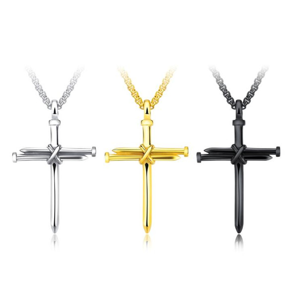 Hip-hop Cross Pendants Necklaces Religious Jewelry 18K Gold Plated/Stainless Steel Fashion Cross Jewelry Gift Free shipping