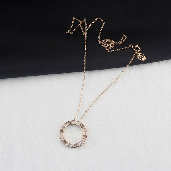 Womens Diamond Hoop Necklace Charms Women Sterling Silver Necklaces Designer Jewelry rose golden Luxury Fine Jewelry