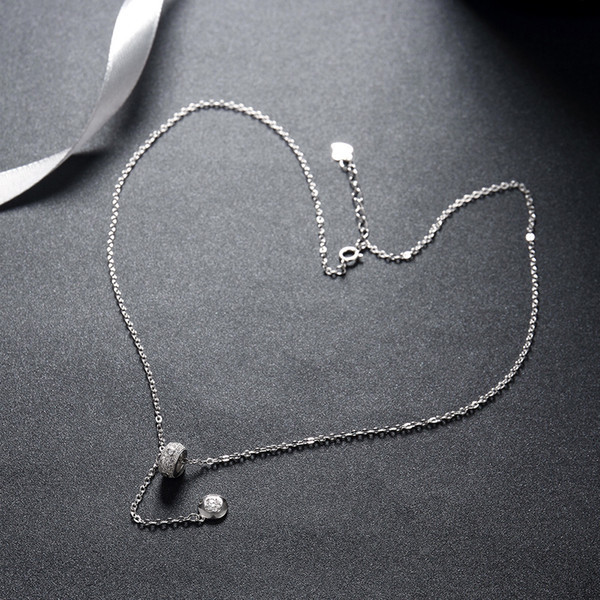 925 Sterling Silver Necklace Fashion Ladies Silver Beads Zircon Pendant Necklace Exquisite Lady Valentine's Day Gift Sterling Silver Jewelry