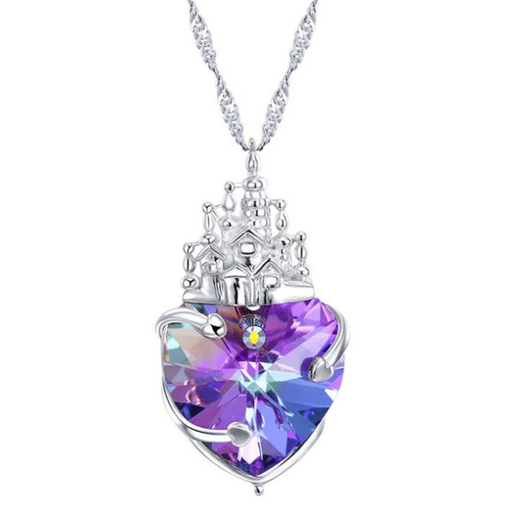 925 sterling silver necklace European beauty models with heart-shaped love castle pendant