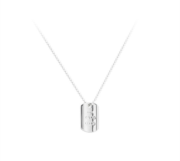 2019 new famous Tiffany925 necklace Men's Fashion Tag Pendant Silver Bead Necklace 21275549 women men necklace high-quality