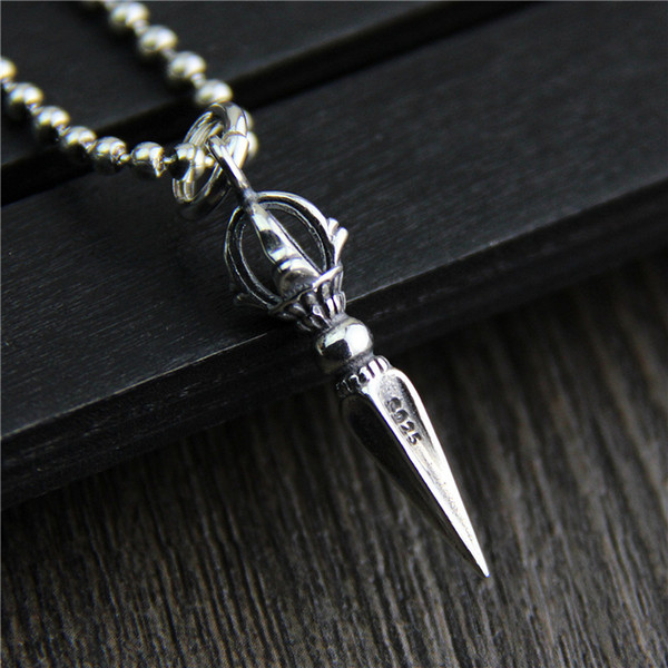 925 sterling silver pendant vintage necklace mens and womens Buddhist instruments diamond pestle marcasite pendant hip hop jewelry china