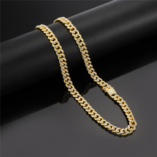 Fashion Hip Hop Necklace for Men Women Cuban Link 18K Plated Necklaces Chain with Diamond Unisex Bracelets Gold Silver 60-70cm Chains