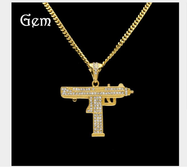 European and American fashion accessories, hip hop men, gilded assault rifles, large pendants, WISH, hot jewelry.