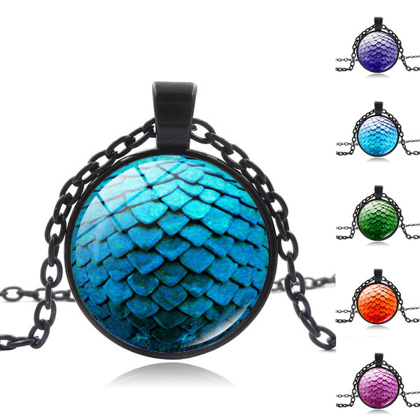 Game of thrones green dragon egg glass cabochon dome Pendant necklace Retro Necklace