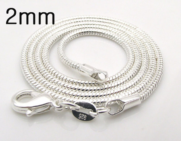 Fashion 925 Sterling Silver Necklace, Hot Sale 2MM 16