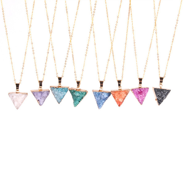 Druzy Necklace Super Adorable Little Mini Druzy Quartz Crystal Triangle Necklace Gold Edged Druzy Drusy Jewelry Bridesmaid Gift for Wedding