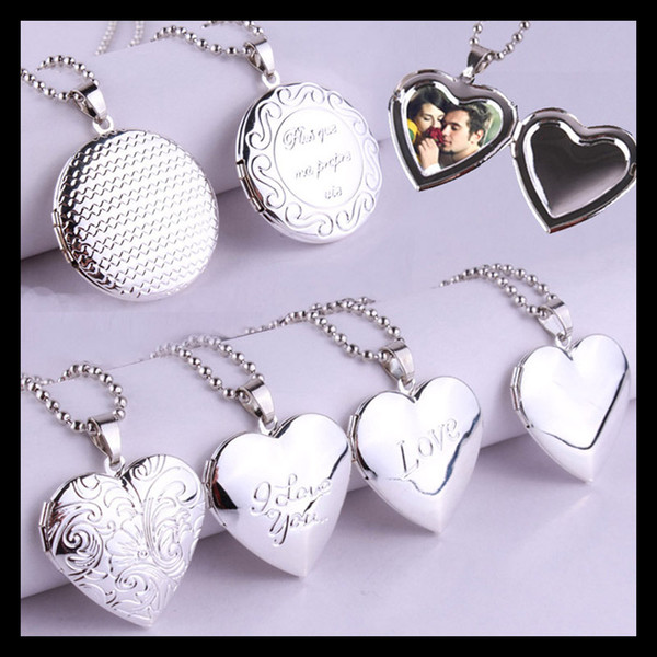 HOT 2016 Fashion 925 Sterling Silver Plated Living Locket Pendant Necklaces I LOVE YOU Heart Letter Necklace With Beads Chain