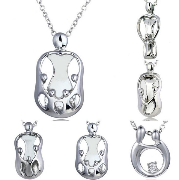 Child three female mother necklace three - dimensional hollow mother necklace accessories WFN023 (with chain) mix order 20 pieces a lot