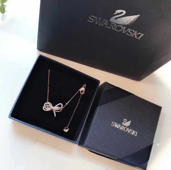 Women's jewelry 2019 early summer new fashion sterling silver material Separation plating thick gold bow necklace with