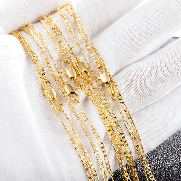 New Wholesale 1pcs 2mm 3:1 Fashion Gold Figaro Chain Necklace for Men Jewelry 16inch-30inch X220