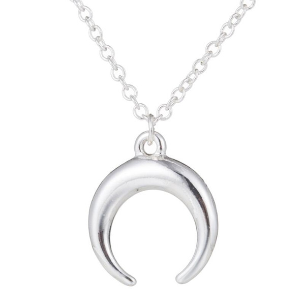 Vintage Cresent Moon Horn Pendant Necklace Women Horn Necklaces & Pendants Statement Necklace Jewelry bijoux femme