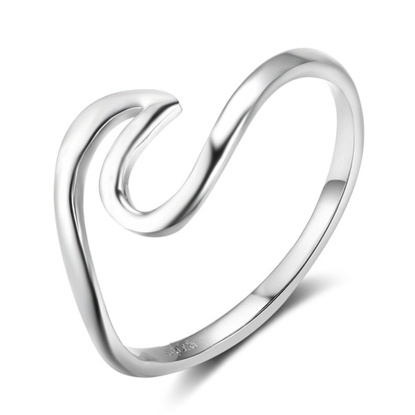 Genuine 925 Sterling Silver Wave Design Rings Midi Rings New Birthdays Gifts Rings Jewelry Gift to Girls RI102936