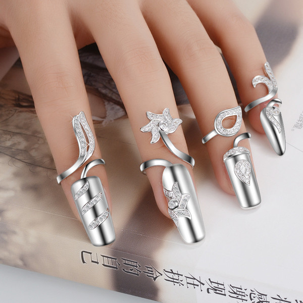 Fashion creative opening ring ladies temperament joker studded nail set jewelry