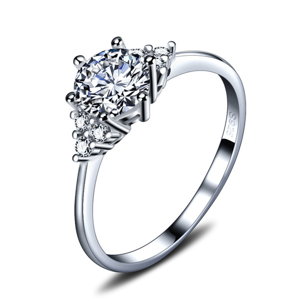 Real 925 Sterling Silver Classic Design Ring With AAA CZ Diamond Engagement Jewelry For Women