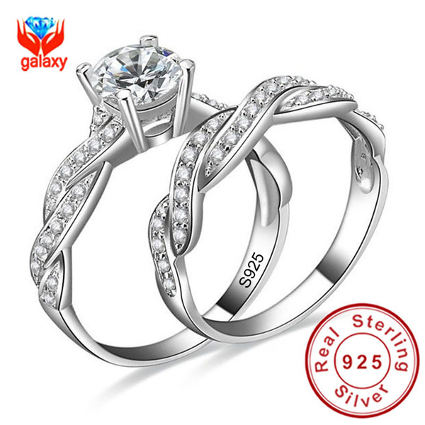 Infinity Love Simulated Diamond Engagement Wedding Ring Sets 925 Sterling Silver Sona Diamond Ring Women Bridal Jewelry ZR138