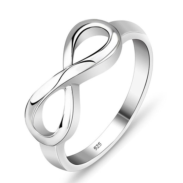 New Sterling Silver Infinity Ring Sign Charm Band Ring for Women Fashion Jewelry Gift Drop Shipping