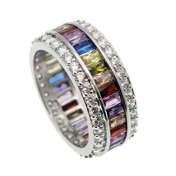 Wedding Ring 925 Sterling Silver Crystal Natural Gemstone Garnet Amethyst Peridot Morganite Women Fashion Jewelry Gift