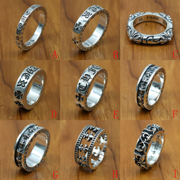 Luxury Brand new 925 sterling silver jewelry vintage style antique silver hand-made designer band rings crosses K2636