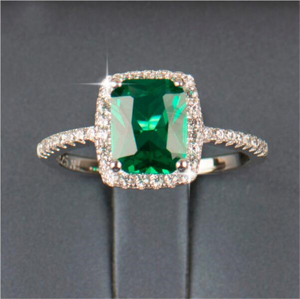 Big Promotion 3ct Real 925 Silver Ring SWA Element Diamond Emerald Gemstone Rings For Women Wholesale Wedding Engagement Jewelry New