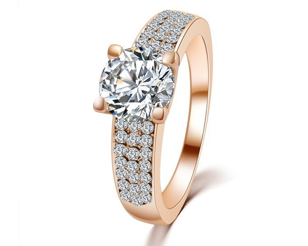 Wedding Rings Men Woman Korean Fashion Jewelry 925 Silver 18K Rose Gold Plated Costume Jewelry Cubic Zirconia Gemstone Rings