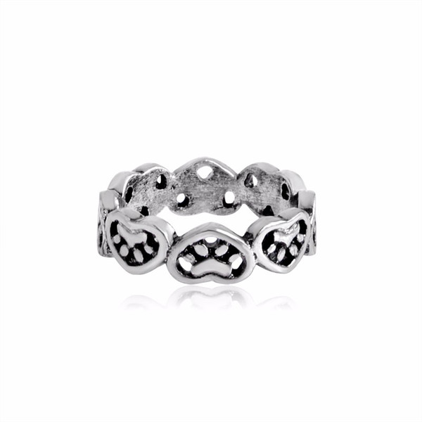 Hollow Hearts & Paws Ring for Dog Parents Cute Puppy Kitty Cat Ring Simple Minimalist Pet Animal Jewelry anel