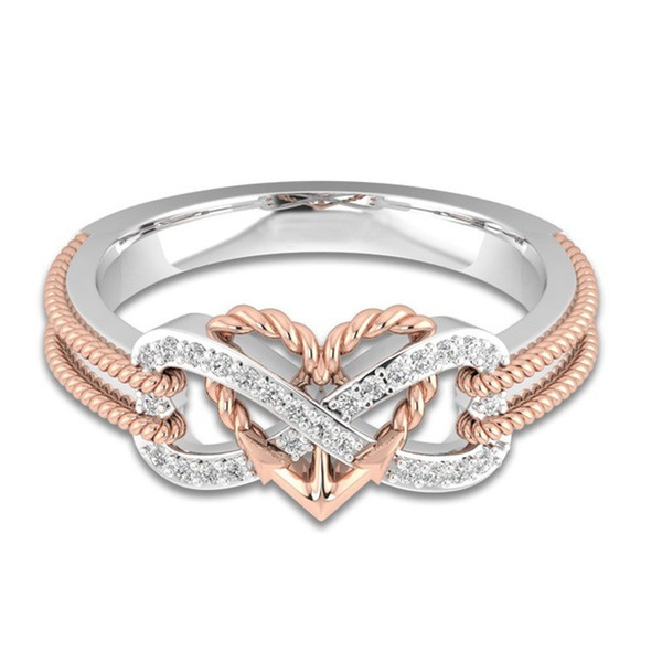 925 Sterling Silver Twist Love infinity Heart Finger Rings Fashion Vintage Retro Crystal Ring For Women