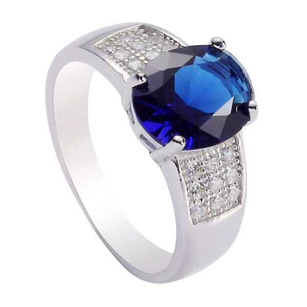 925 sterling silver for women Rings Dark Blue Cubic Zirconia Favourite S--3706 sz#6 7 8 9 Rave reviews Noble Generous New Arrivals Romantic