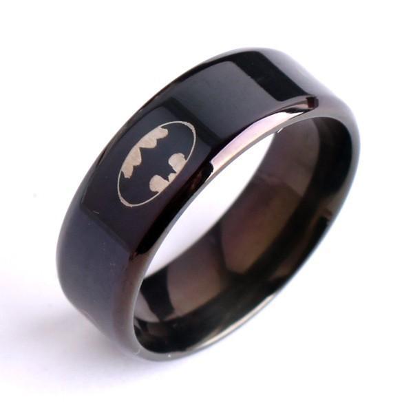 stainless steel rings Cool Black ring high polished 316L Titanium steel finger rings men boys fashion jewelry Size 7-12 for Batman mens ring