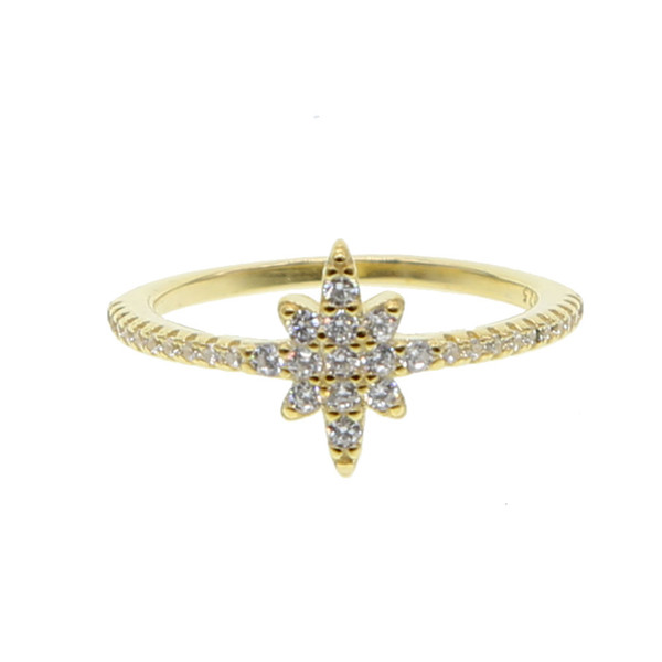 100% 925 sterling silver size 6 7 women north star ring Vermeil micro pave cz band delicate minimal design