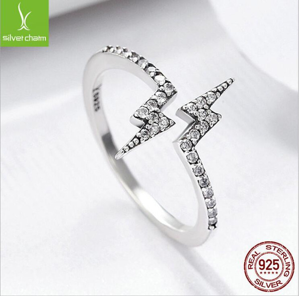 Silver Ring Lady Jewelry Jewelry Simple Diamond Magic Lightning S925 Silver Diamond Ring 1PCS Fashion Lady Jewelry