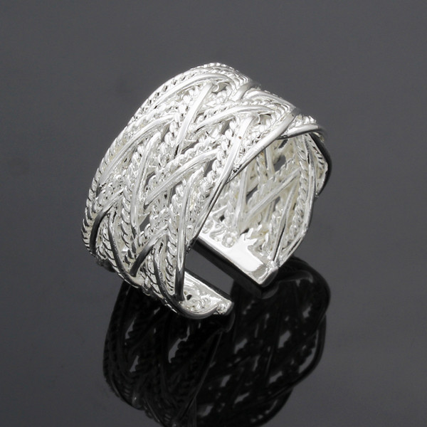 Fine 925 Sterling Silver Ring for Women Men,Hot Sale XMAS Wholesale Fashion jewelry 925 Silver Classic Net Open Ring Wedding New XR023