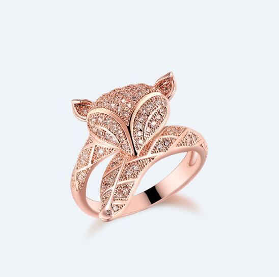 Factory Direct S925 sterling silver plated rose gold fox female ring European and American fashion wholesale custom women ring