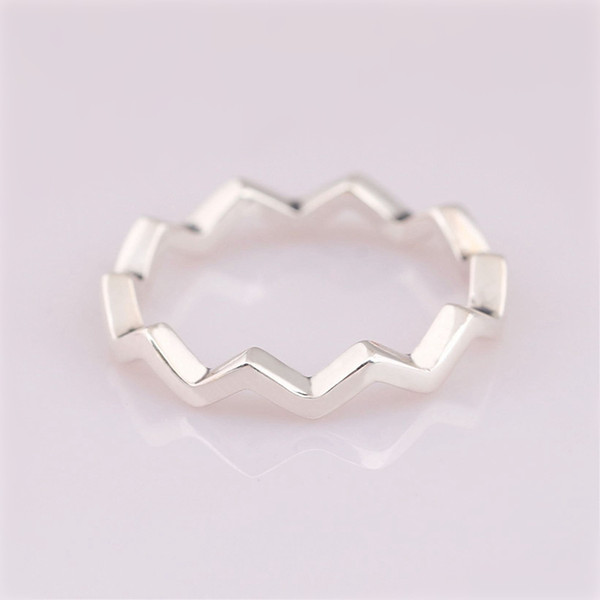 Charm Ring Up And Down Waves Authentic 925 Sterling Silver Fashion Women Jewelry Retro European Style Honest Material