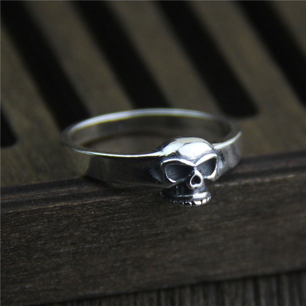 925 sterling silver ring vintage Original designer Thai silver skull ring men's and women's index finger ring hip hop jewelry chian goods