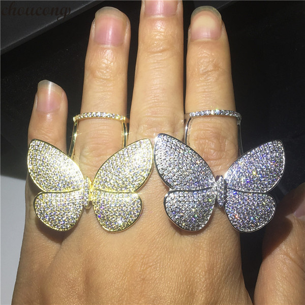 wholesale Elegant Flying Butterfly Ring Mrico Pave 299pcs 5A Zircon Cz 925 Sterling Silver Party Wedding Band Rings for women