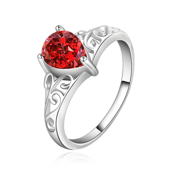 Free shipping new arrivals 925 sterling silver red zircon crystal female rings/wedding ring