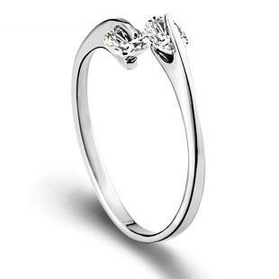 Free shipping 925 sterling silver ring telesthesia double crystal open design simple wedding rings woman jewelry EH128