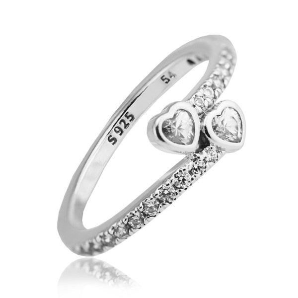 Valentine's Day Forever Hearts Ring 925 Sterling-Silver-Jewelry Newest Authentic Pure Sterling Silver European Style Woman jewelry making