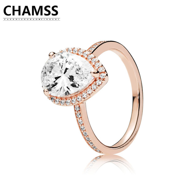 CHAMSS 2018 Newt 925 186251CZ ROSE RADIANT TEARDROP RING Sterling Silve Bracelet Gifts Jewelry for Women